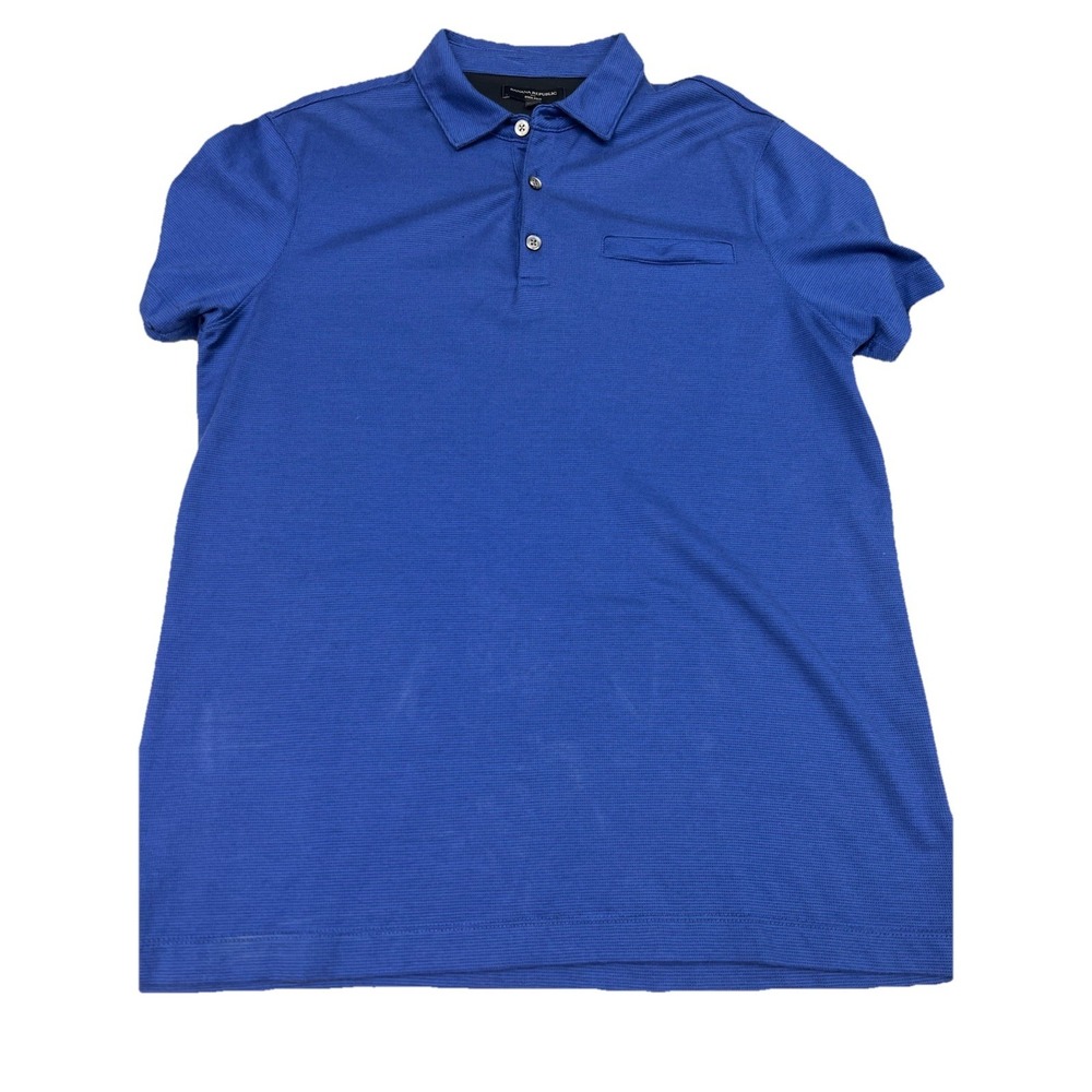 Banana Republic Dress Polo Blue Men's L Short Sleeve Collared Button